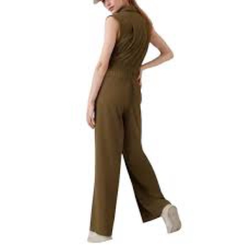 Athletes Brooklyn Heights Wide Leg Jumpsuit Olive Green NWT - Picture 2 of 10